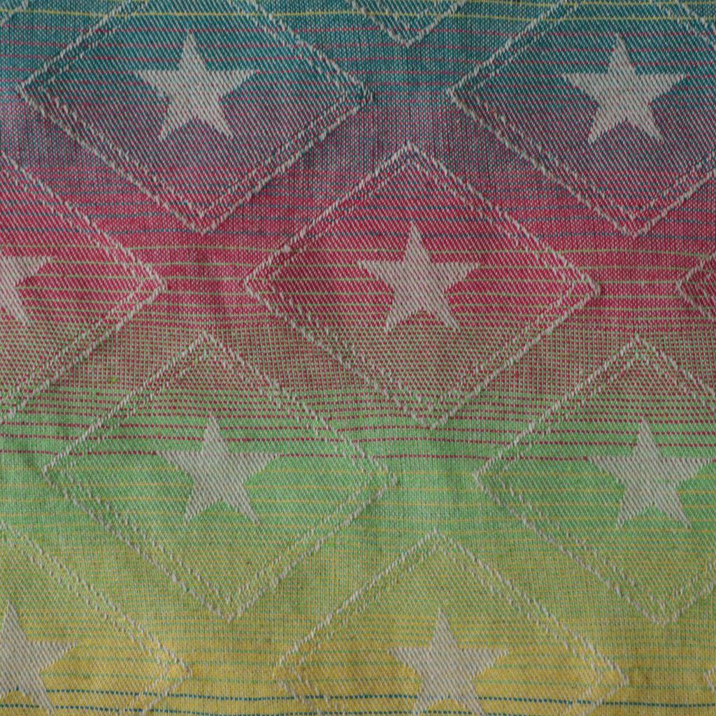 Denim Sterne ripped Look regenbogenbunt